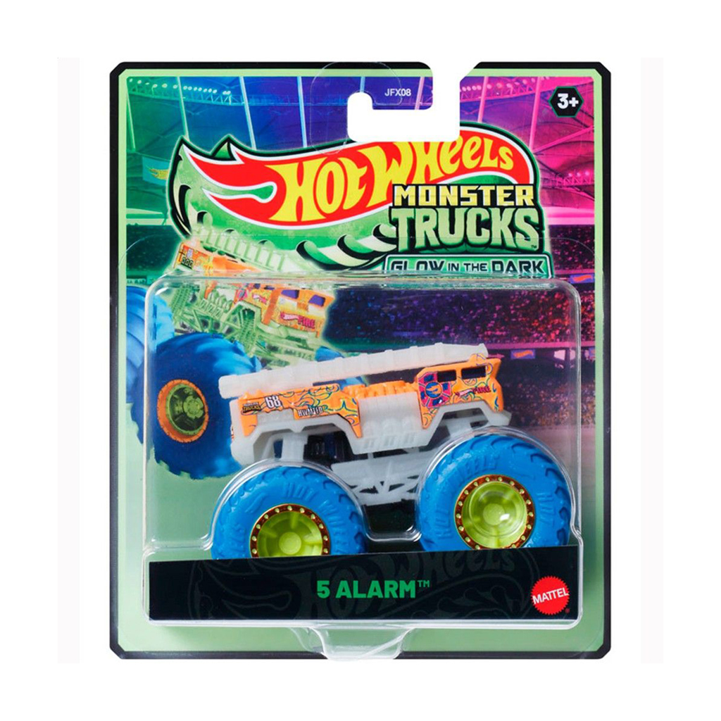 

Автомодель Hot Wheels Monster Trucks Сяючі в темряві, 5 Alarm, помаранчевий, від 3 років (JFX08)
