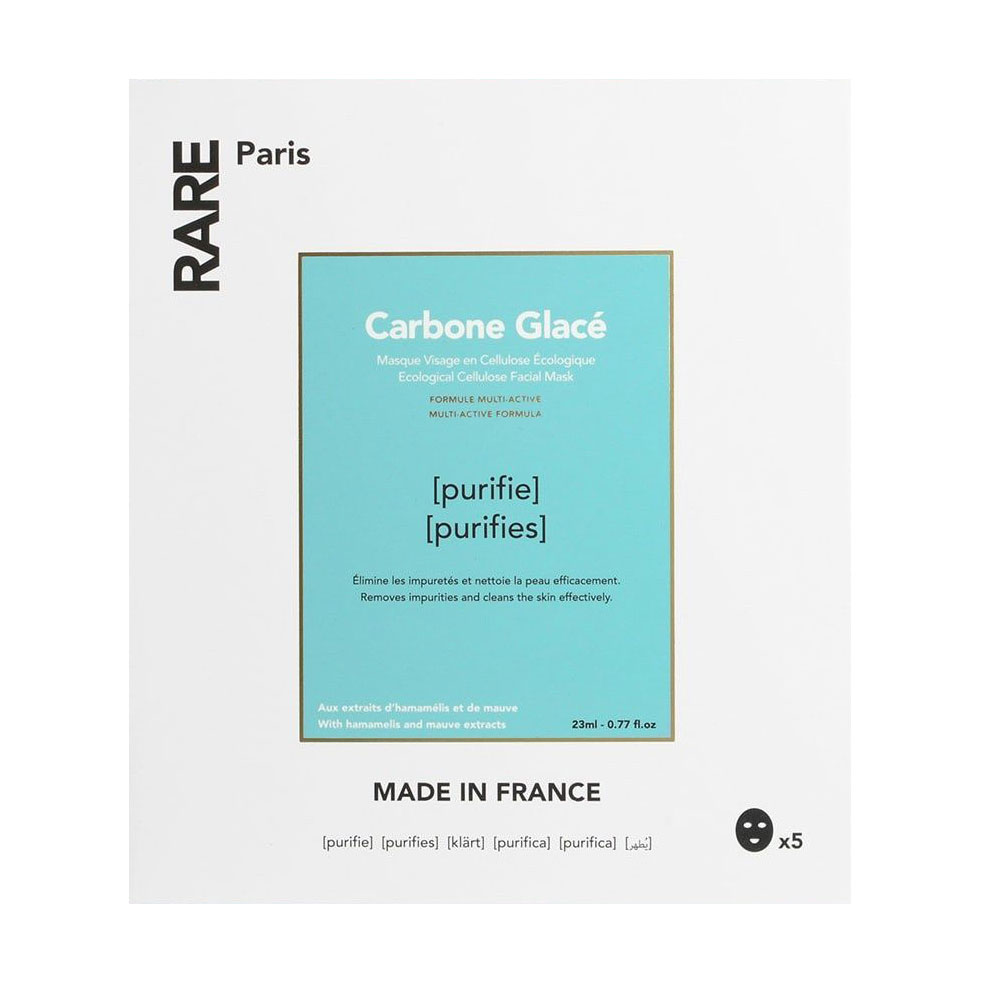 

Очищувальна тканинна маска для обличчя RARE Paris Carbone Glace Ecological Cellulose Facial Mask, 5*23 мл