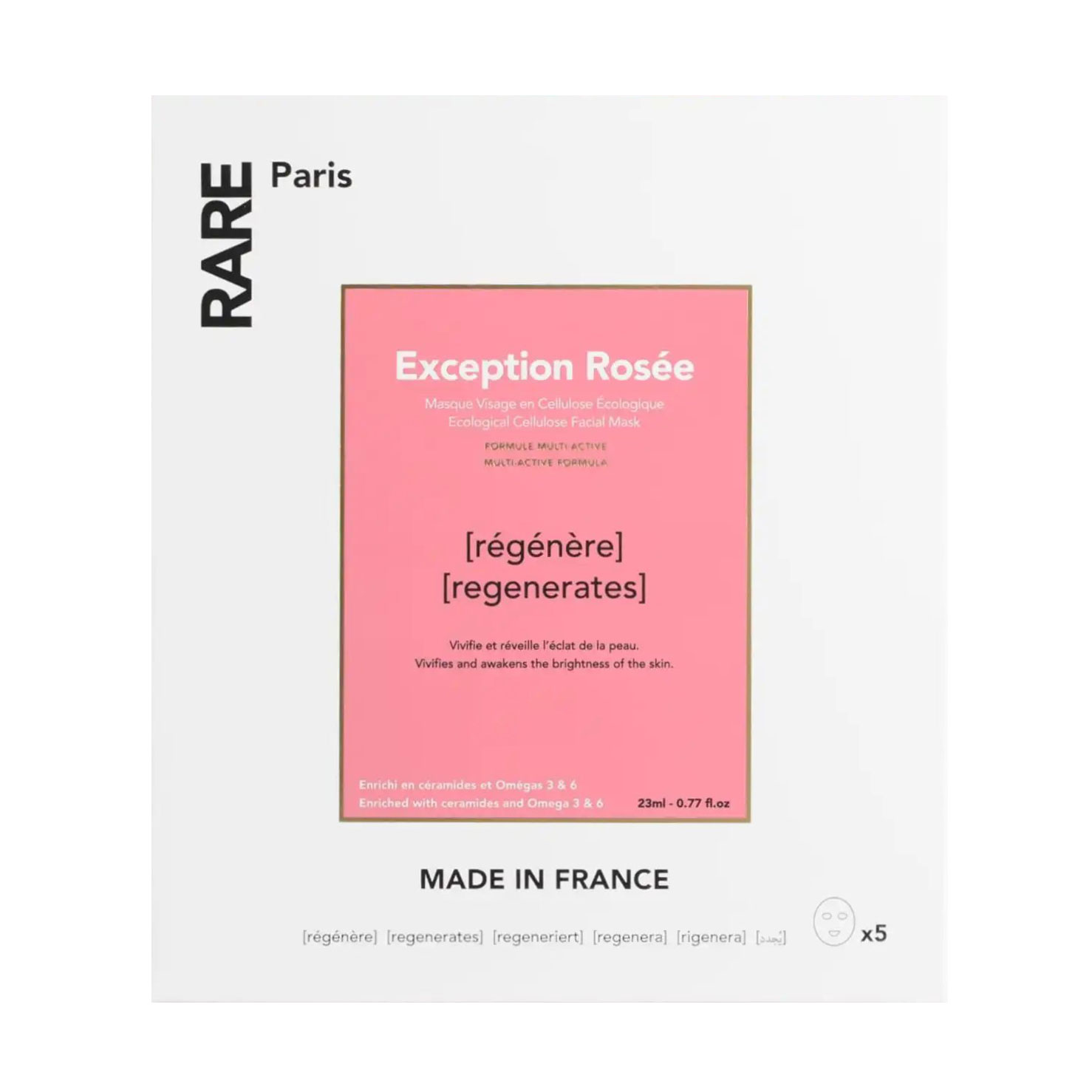 

Відновлювальна тканинна маска для обличчя RARE Paris Exception Rosee Ecological Cellulose Facial Mask, 5*23 мл