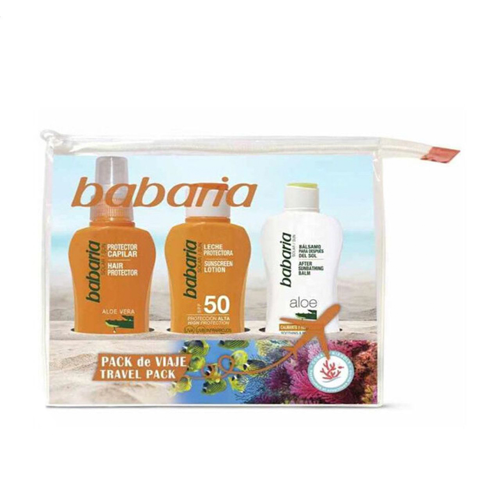 

Набір Babaria Захист від сонця (молочко SPF 50, 100 мл + лосьйон після засмаги, 100 мл + засіб для захисту волосся, 100 мл + косметичка)