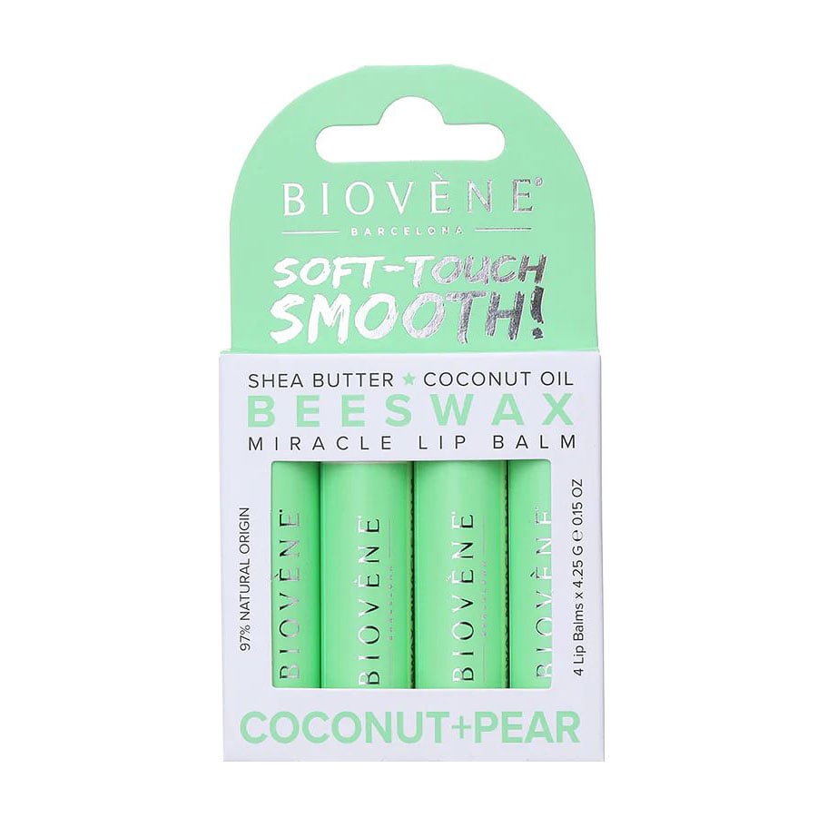 

Набір бальзамів для губ Biovene Beeswax Coconut + Pear Miracle Lip Balm, 4*4.25 г