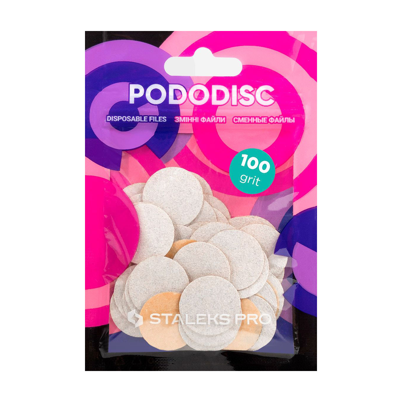 

Змінні файли для педикюрного диска Staleks PRO Expert Pododisc M білі, 100 грит, 50 шт (PDF-20-100w)