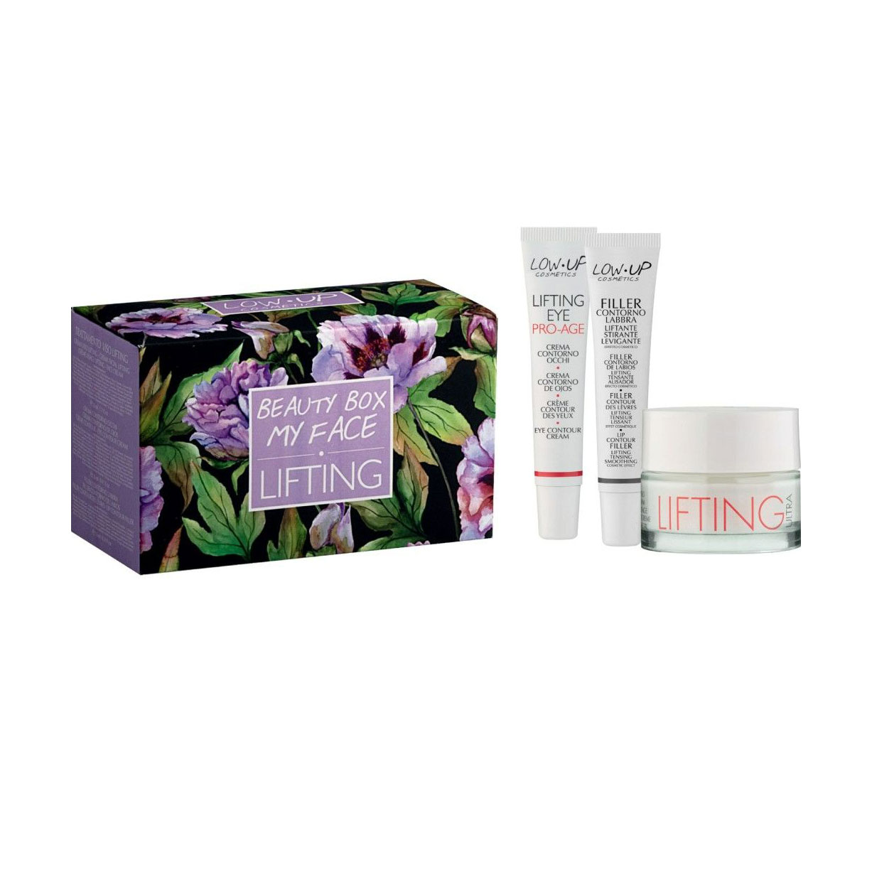 

Набір для обличчя Low Up Cosmetics Beauty Box Face Lifting (крем, 50 мл + крем для шкіри навколо очей, 20 мл + філер для шкіри навколо губ, 15 мл)