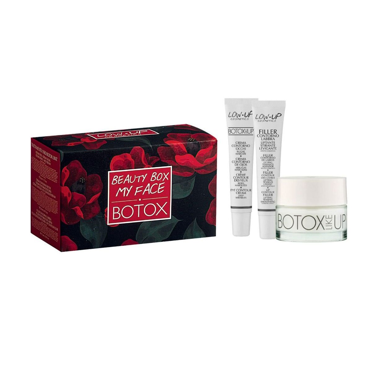 

Набір для обличчя Low Up Cosmetics Beauty Box Face Botox (крем, 50 мл + крем для шкіри навколо очей, 20 мл + філер для шкіри навколо губ, 15 мл)