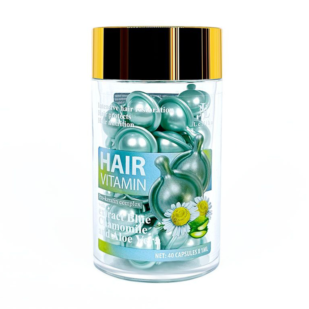 

Вітаміни для волосся LeNika Pro-Keratin Complex Hair Vitamin з екстрактом блакитної ромашки та алое вера, 40*1 мл