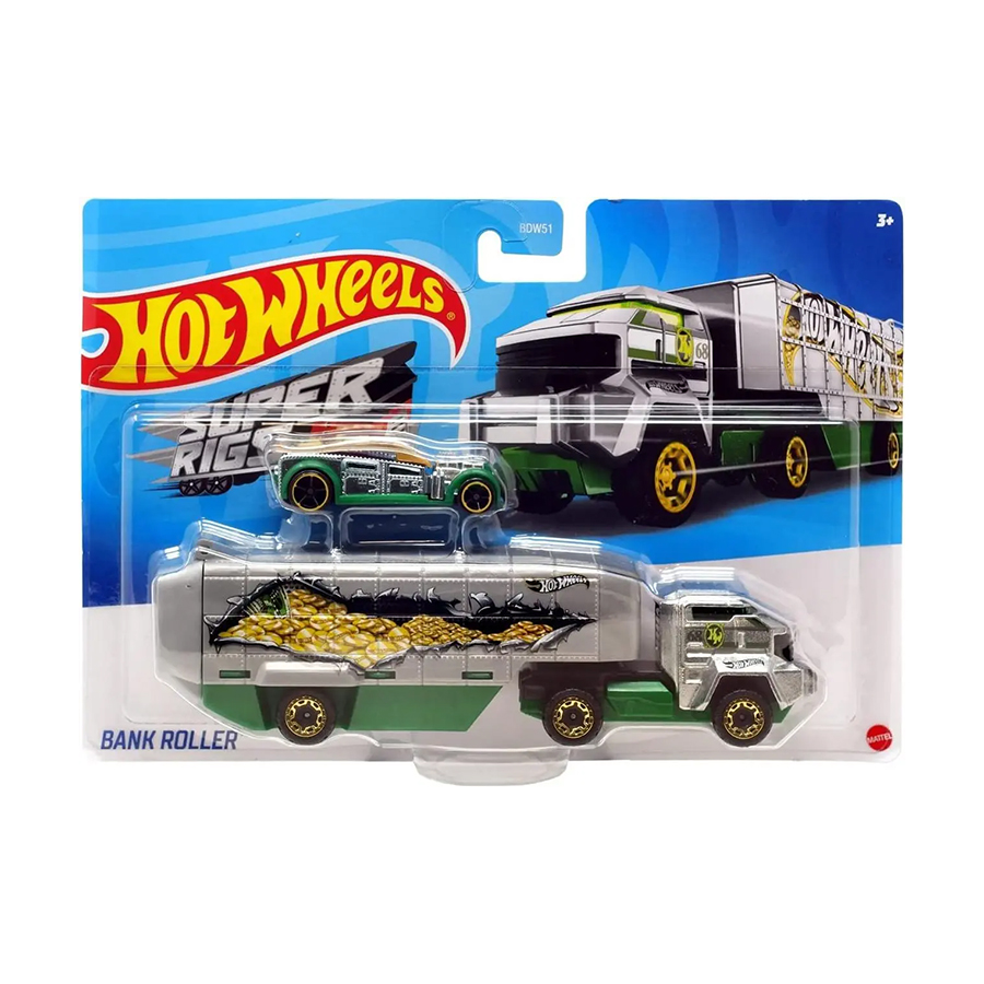 

Машина далекобійника Hot Wheels Bank Roller, сіра, від 3 років, 24*16.5*6 см (BDW51)