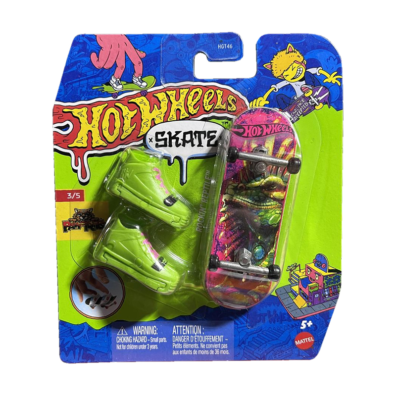 

Ігровий набір Hot Wheels Скейт та взуття для пальчиків, Rockin Reptile, салатовий, від 5 років (HGT46)