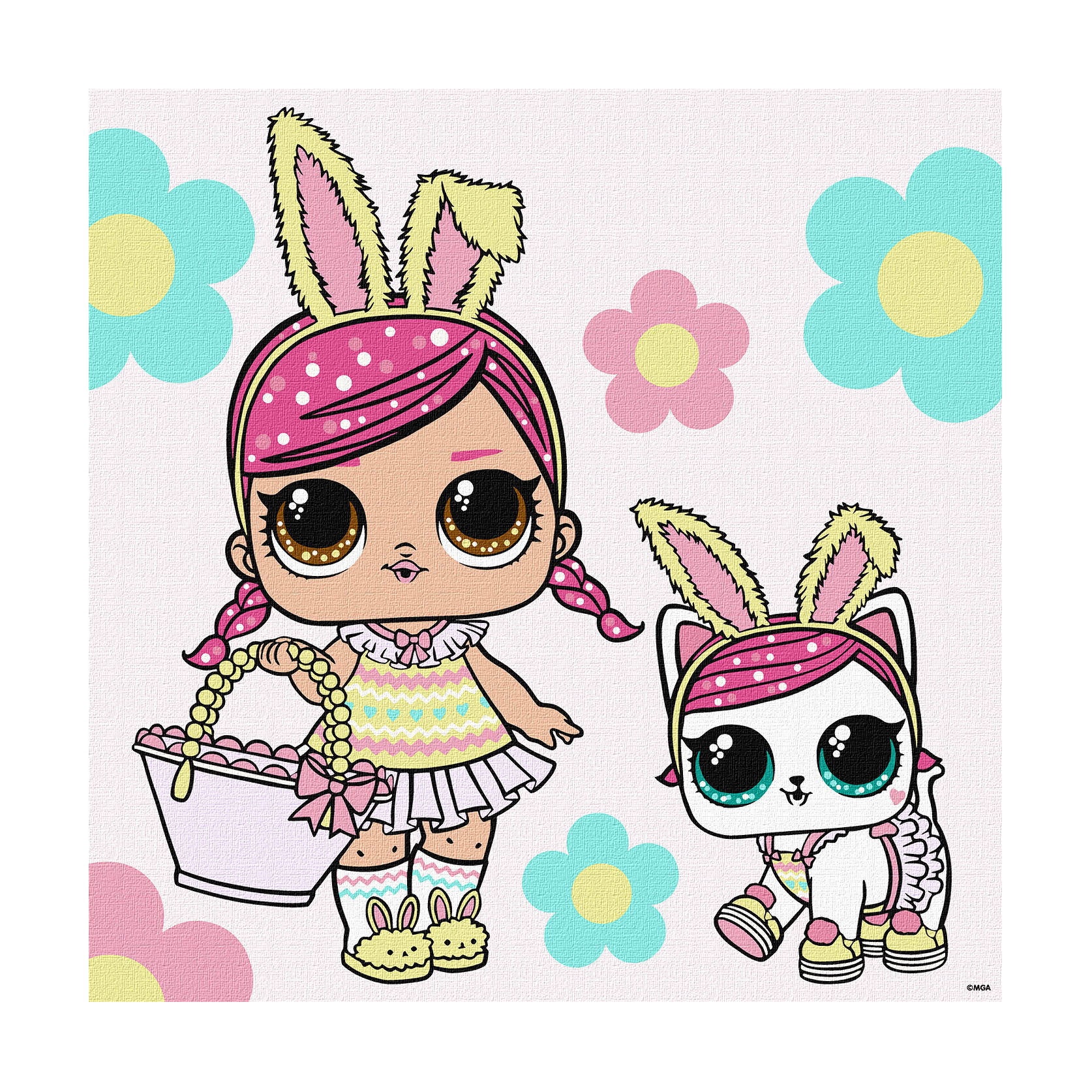 

Картина за номерами Ideyka L.O.L. Surprise! Spring Bling Hops With Kittea, 40*40 см (KHO1102)