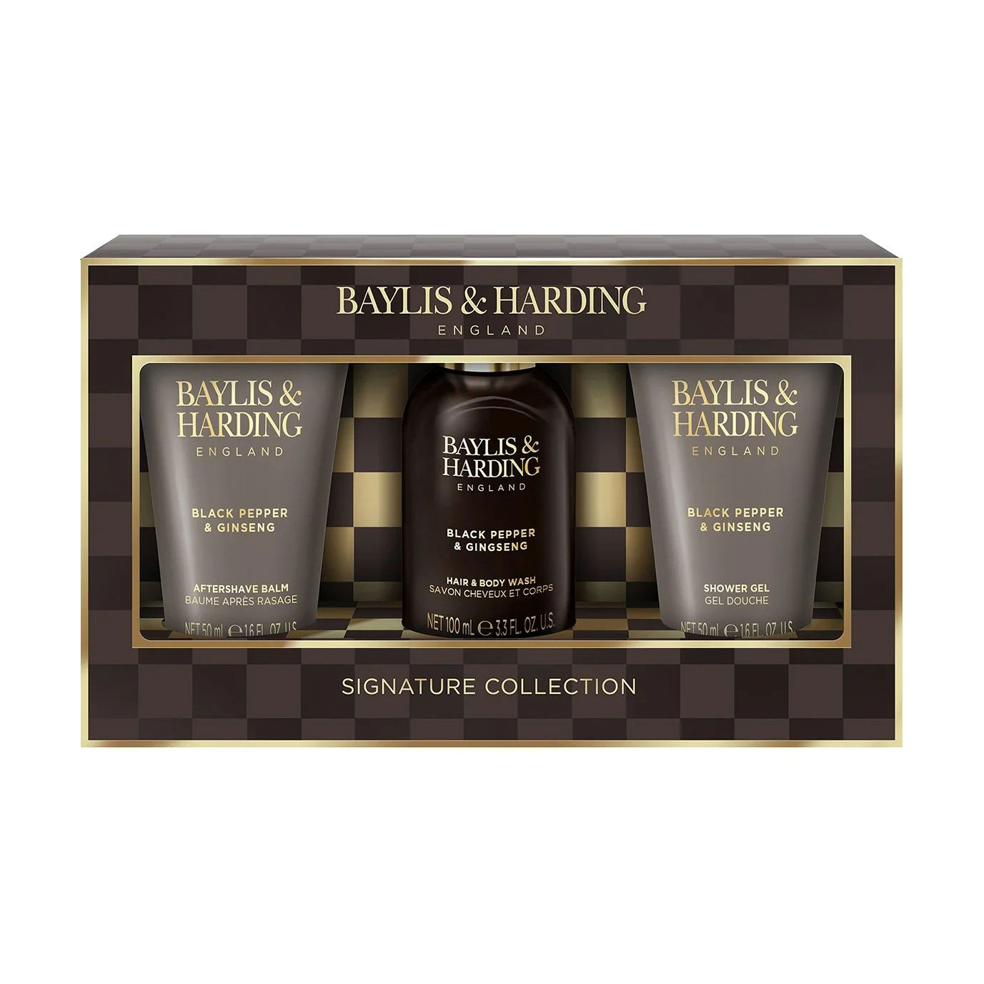 

Набір для чоловіків Baylis & Harding Black Pepper & Ginseng Men's Luxury Mini Trio Gift Set (гель для душу, 50 мл + бальзам після гоління, 50 мл + гель-шампунь для волосся і тіла, 100 мл )