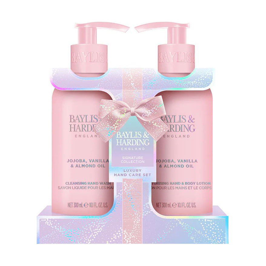 

Набір для догляду за тілом Baylis & Harding Jojoba, Vanilla & Almond Oil Luxury Hand Care Gift Set (мило для рук та тіла, 300 мл + лосьйон для рук та тіла, 300 мл)