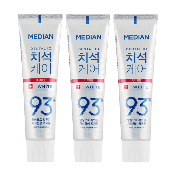 

Набір відбілювальних зубних паст Median Toothpaste White 93% зі смаком м'яти, 3*120 г