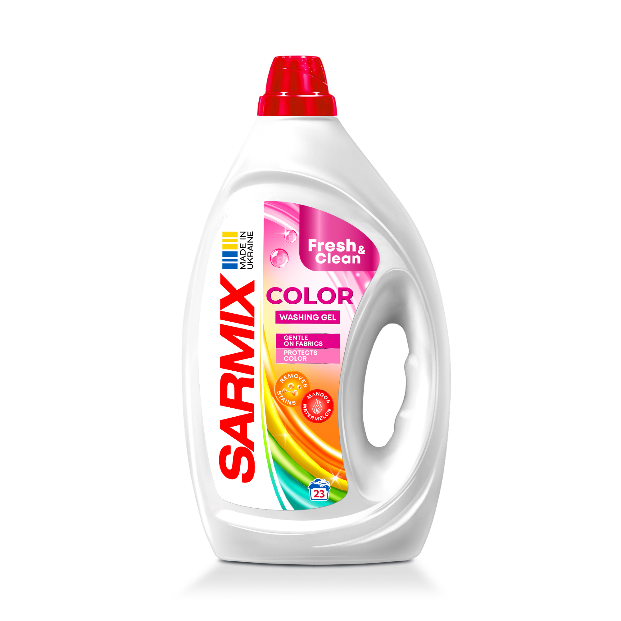 

Гель для прання Sarmix Fresh & Clean Washing Gel, Color, 23 циклів прання, 900 мл