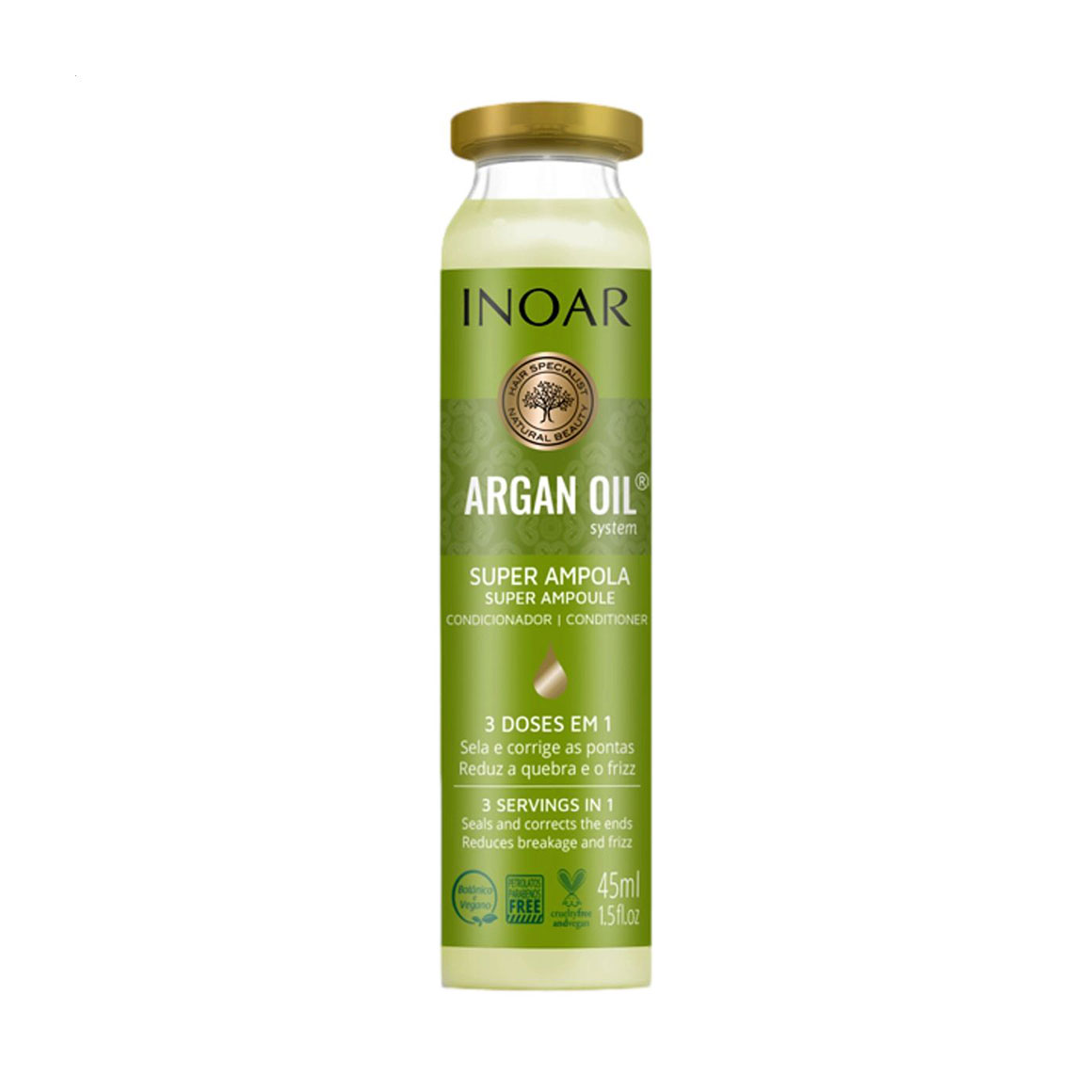 

Ампула-інтенсив для відновлення та блиску волосся Inoar Argan Oil Ampola, 45 мл