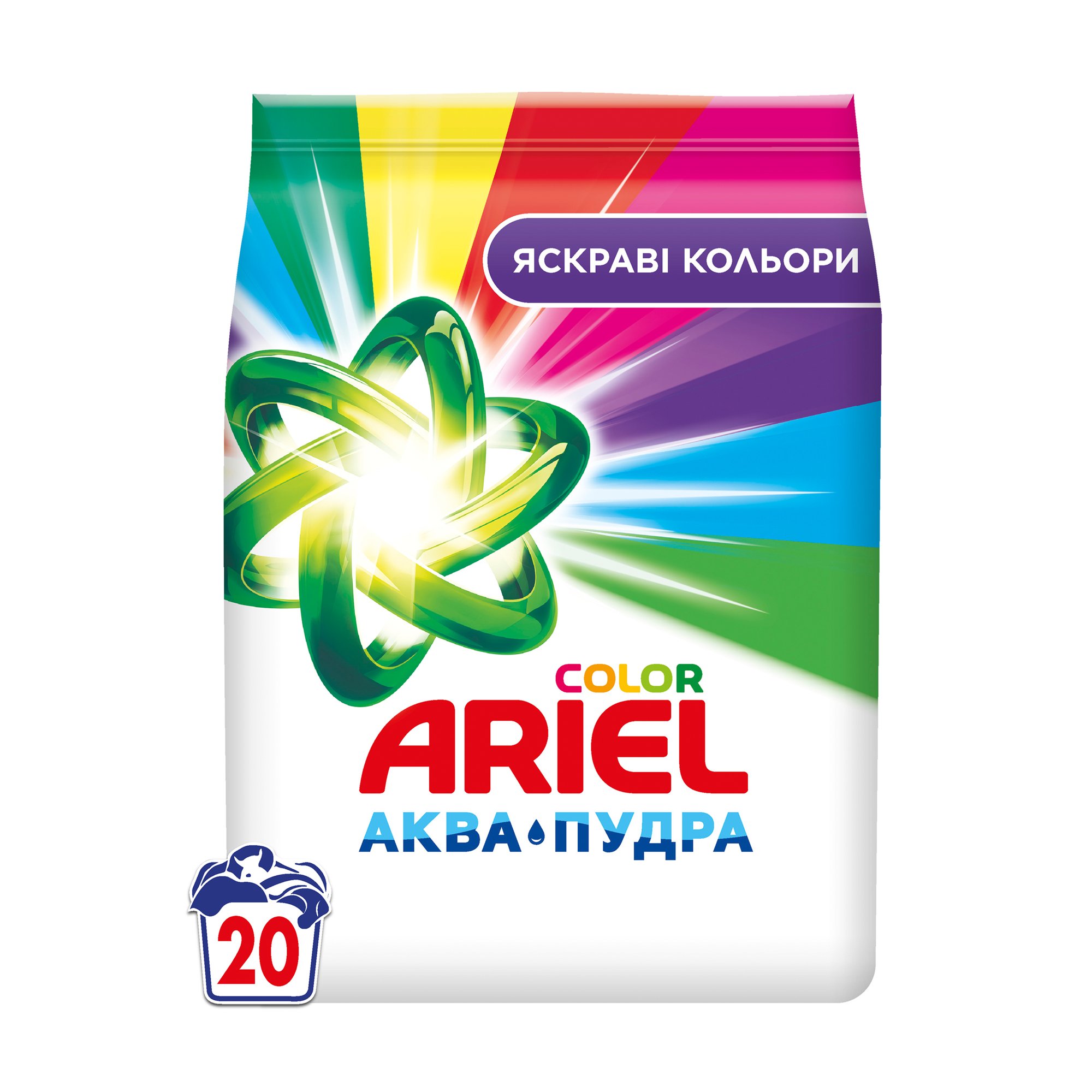 

Пральний порошок Ariel Аква-Пудра Color Яскраві кольори, автомат, 20 циклів прання, 3 кг