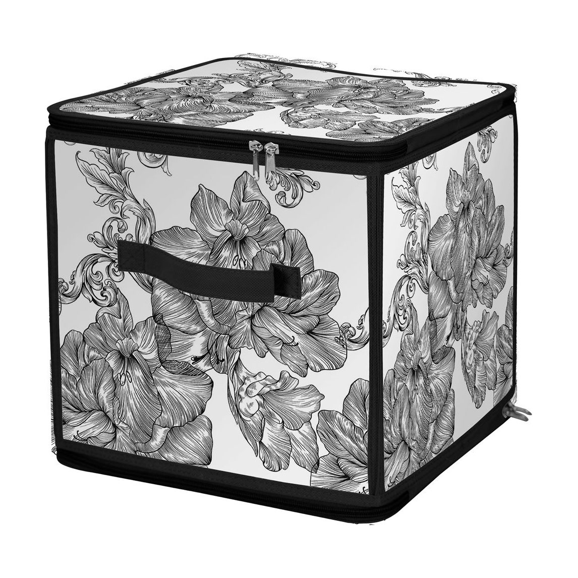 

Кошик для зберігання Idea Home Anthracite Flowers з кришкою та блискавкою, квадратний, 30*30*30 см (DB-22 квад. з/кр з/блиск Anthracite Flowers)