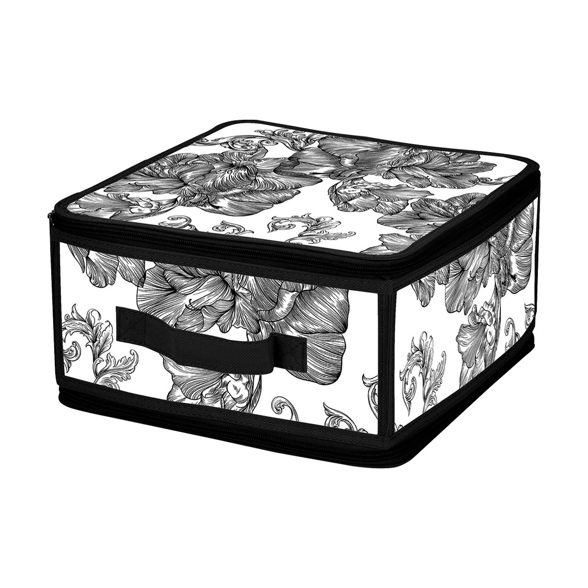 

Кошик для зберігання Idea Home Anthracite Flowers з кришкою та блискавкою, прямокутний, 30*28*15 см (DB-24 прям. з/кр з/блиск Anthracite Flowers)