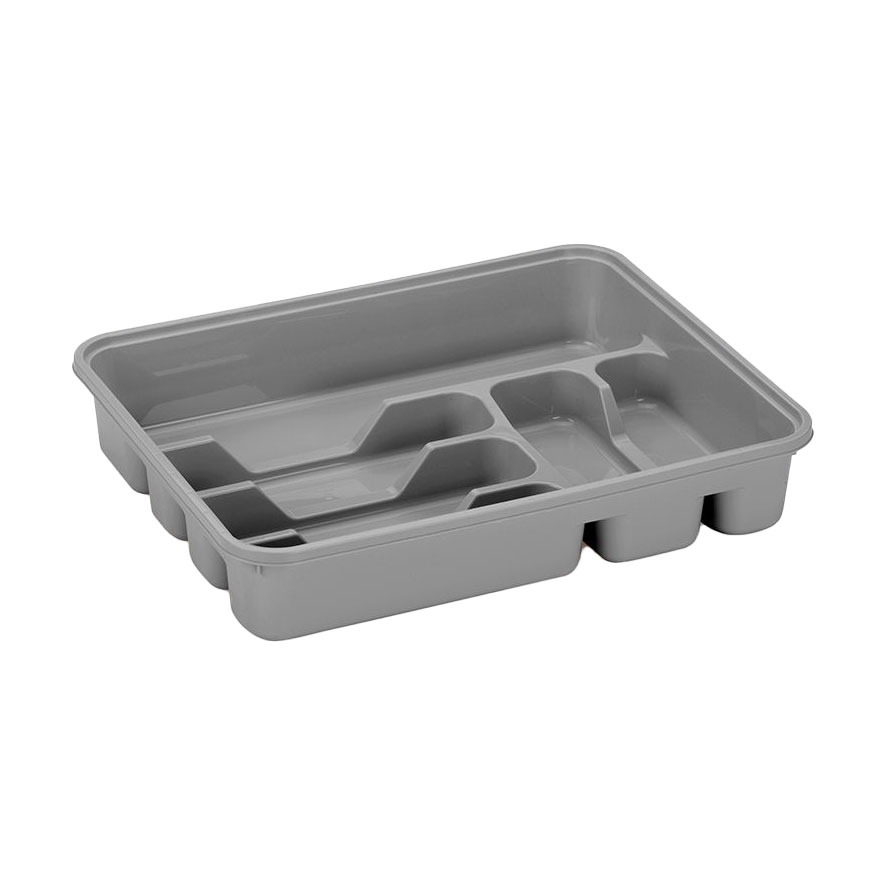 

Лоток для кухонних приладів Dunya Plastik Степ, великий, сірий, 38.6*31.2*7 см (14001)