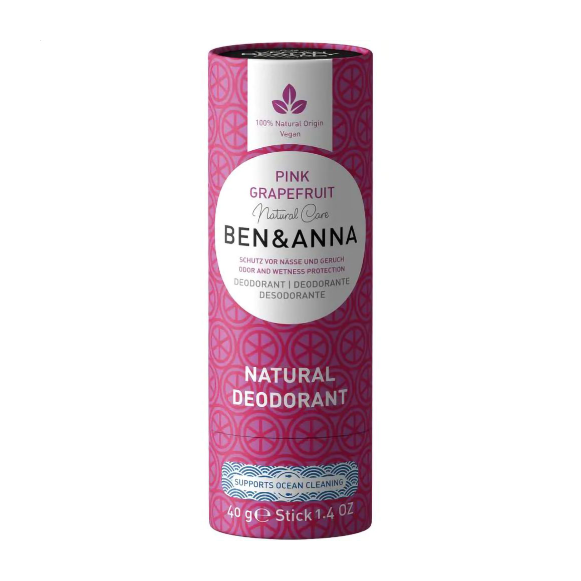 

Дезодорант-стік Ben & Anna Natural Deodorant, Pink Grapefruit, в еко упаковці, 40 г