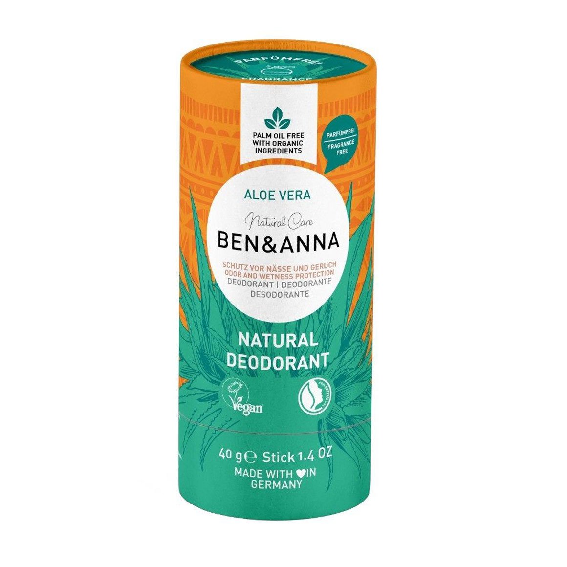 

Дезодорант-стік Ben & Anna Natural Deodorant, Aloe Vera, в еко упаковці, 40 г