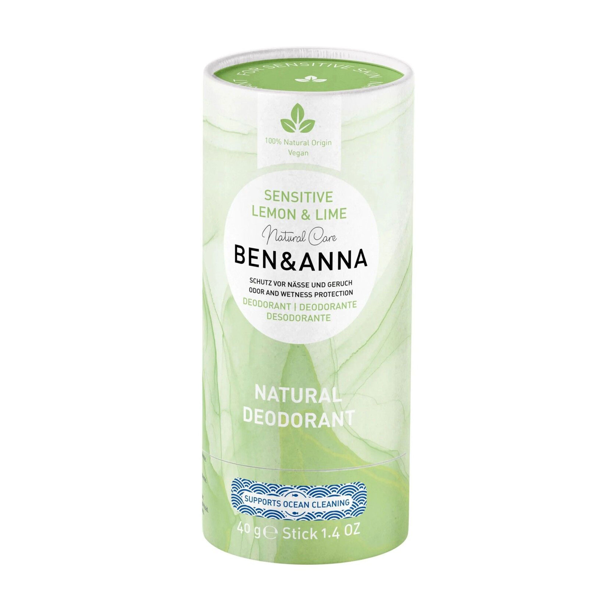 

Дезодорант-стік Ben & Anna Natural Deodorant, Lemon & Lime, для чутливої шкіри, в еко упаковці, 40 г