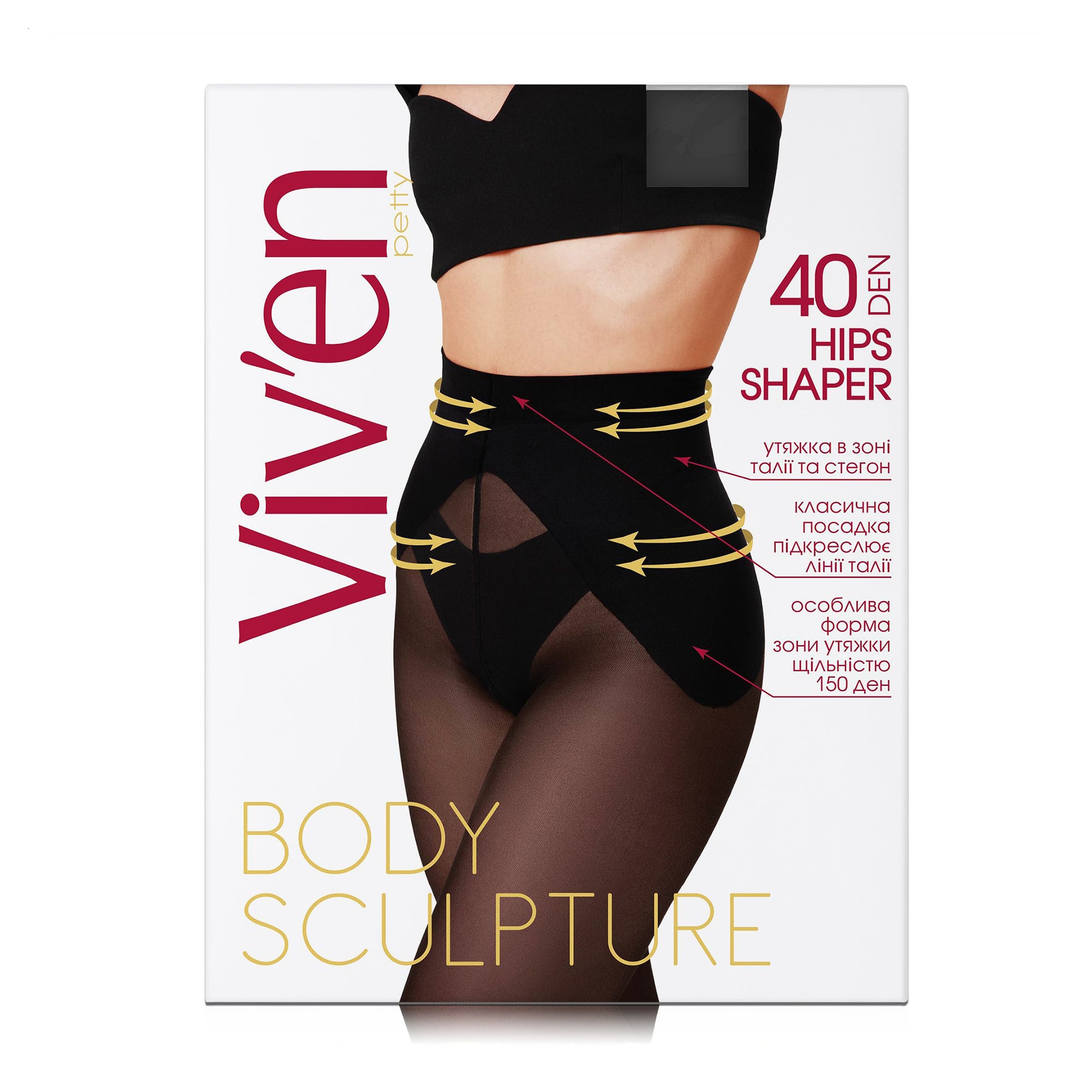 

Колготки жіночі Viv'en petty Hips Shaper 40 DEN чорні, розмір 4