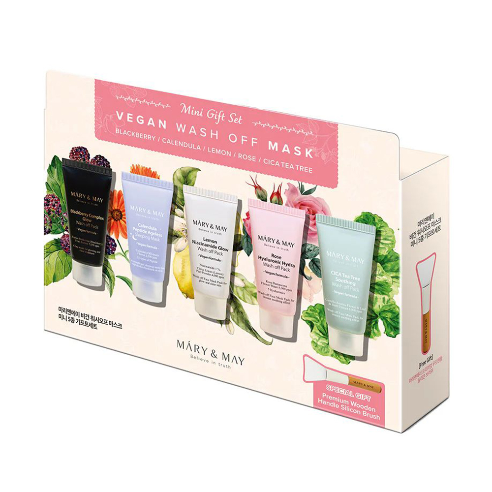 

Уцінка! Набір для обличчя Mary & May Vegan Wash Off Mask Mini Gift Set, 5 продуктів