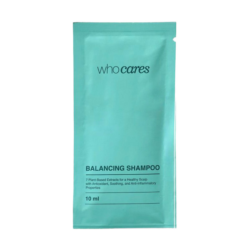 

Безсульфатний шампунь Who Cares Balancing Shampoo для сухої та нормальної шкіри голови, 10 мл