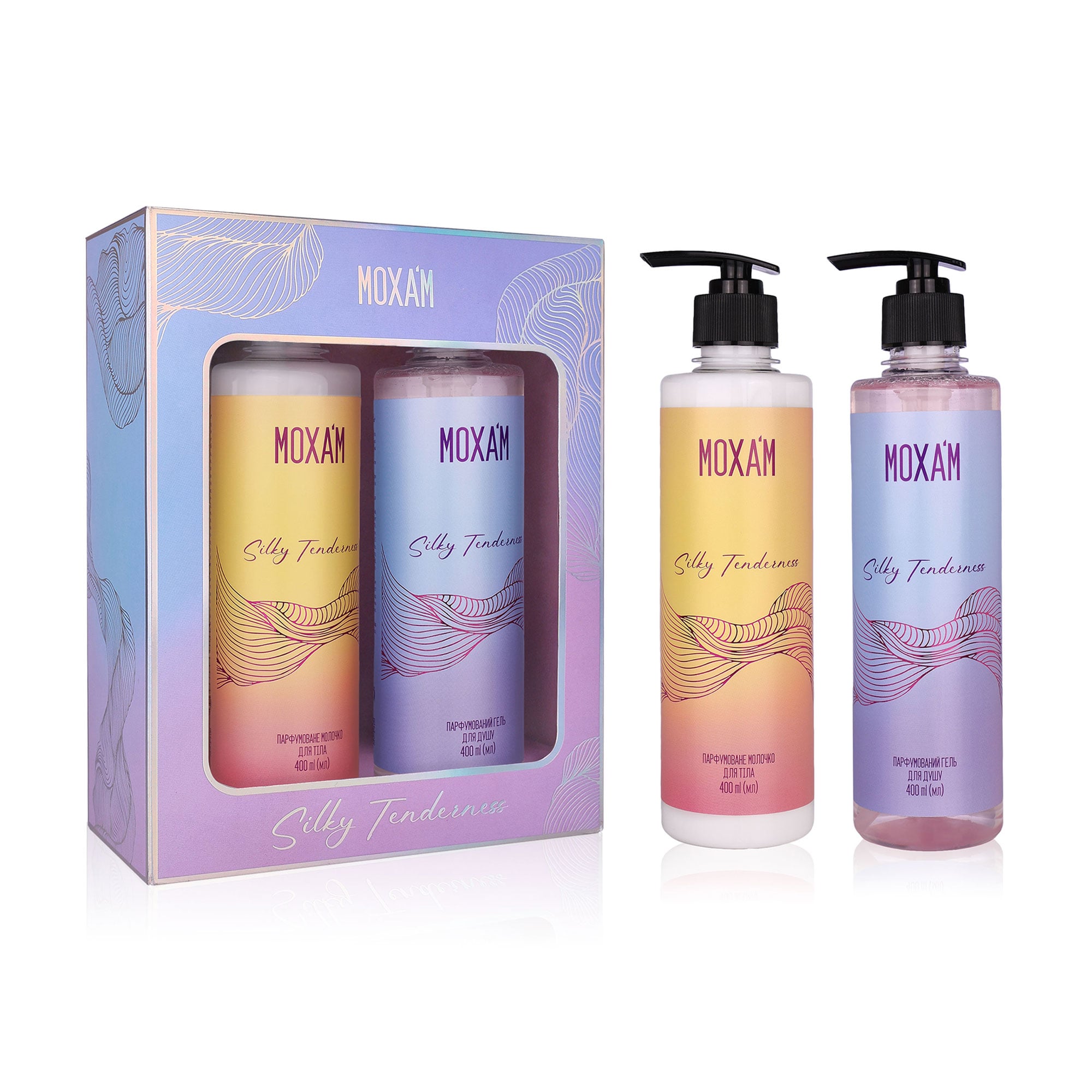 

Подарунковий набір для догляду за тілом Moxa'm Silky Tenderness (парфумований гель для душу, 400 мл + молочко для тіла, 400 мл)