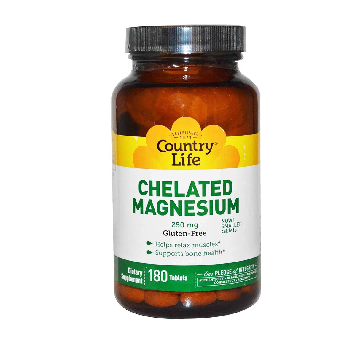 

Хелатний магній Country Life Chelated Magnesium 250 мг, 180 таблеток