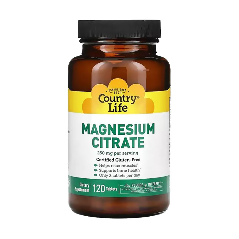 

Цитрат магнію Country Life Magnesium Citrate 250 мг, 120 таблеток