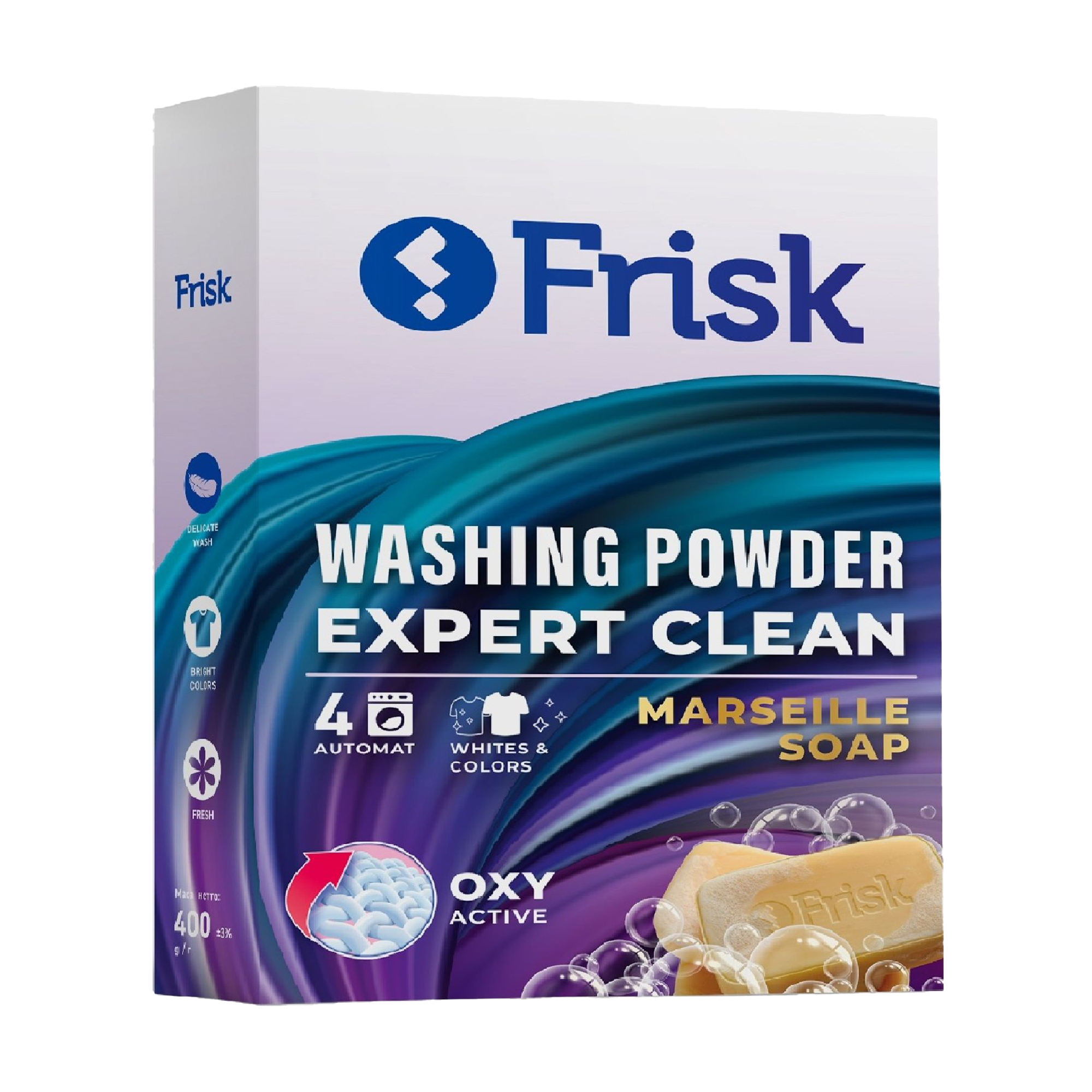 

Пральний порошок Frisk Expert Clean Marseile Soap автомат, 4 цикли прання, 400 г
