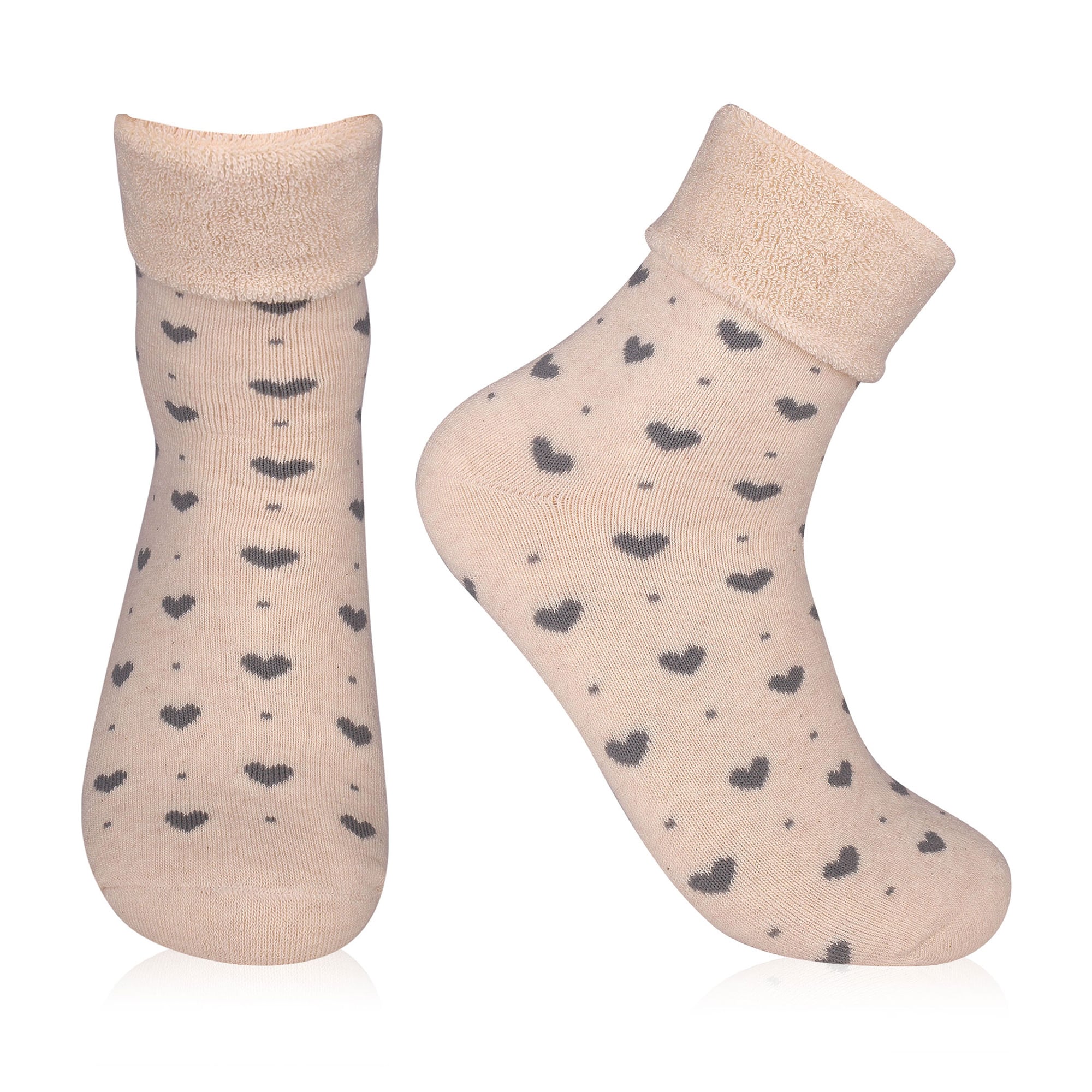 

Шкарпетки жіночі AmiGA махрові, серця дрібні бежеві, розмір 23-25