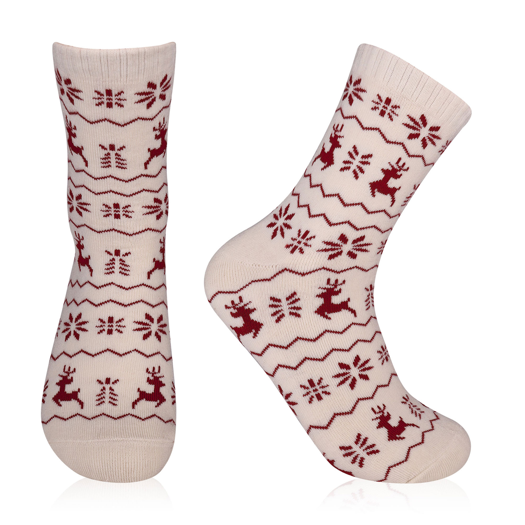 

Шкарпетки жіночі AmiGA махрові, середні, олені, молочні з бордо, розмір 23-25