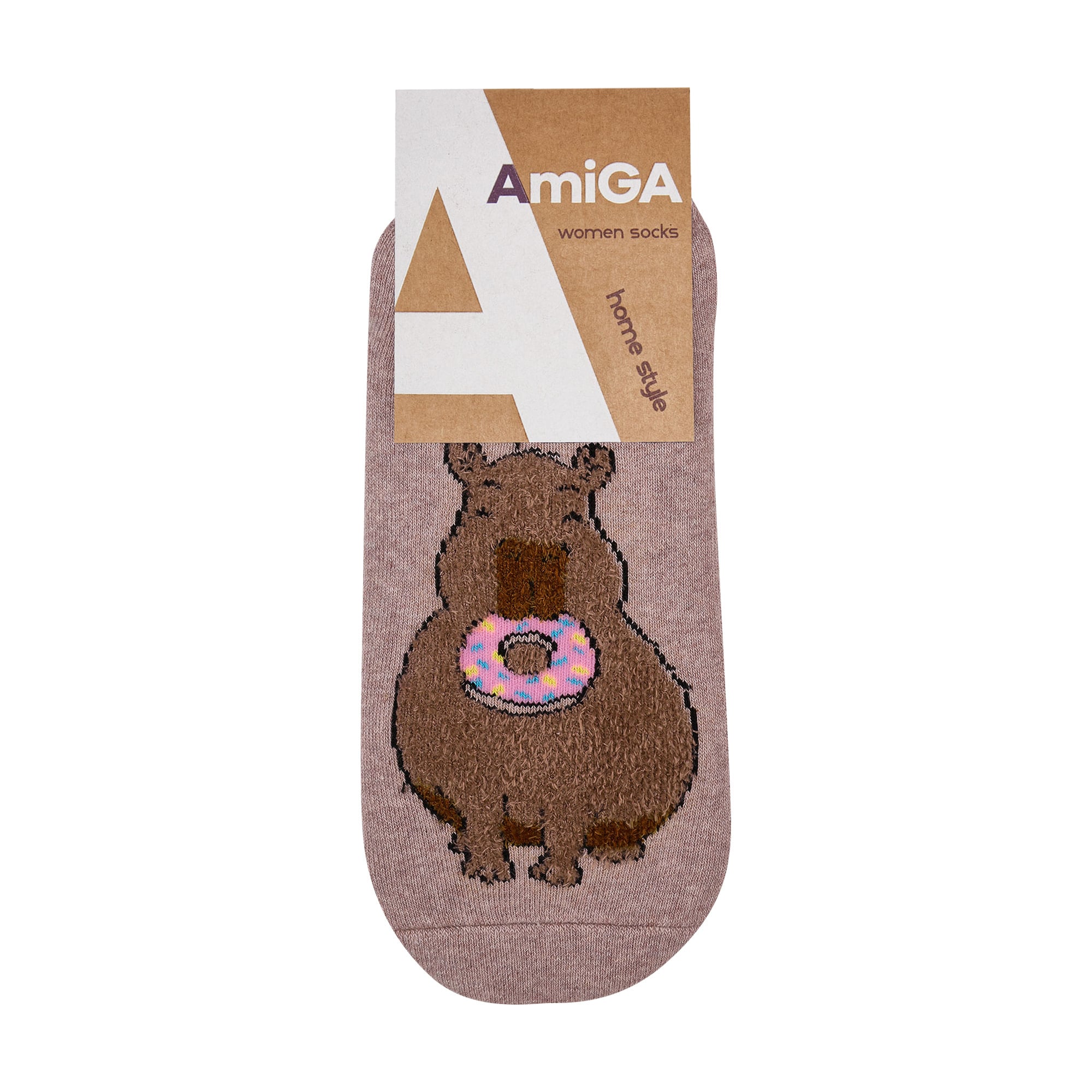 

Шкарпетки жіночі AmiGA короткі махрові, капібара, розмір 23-25