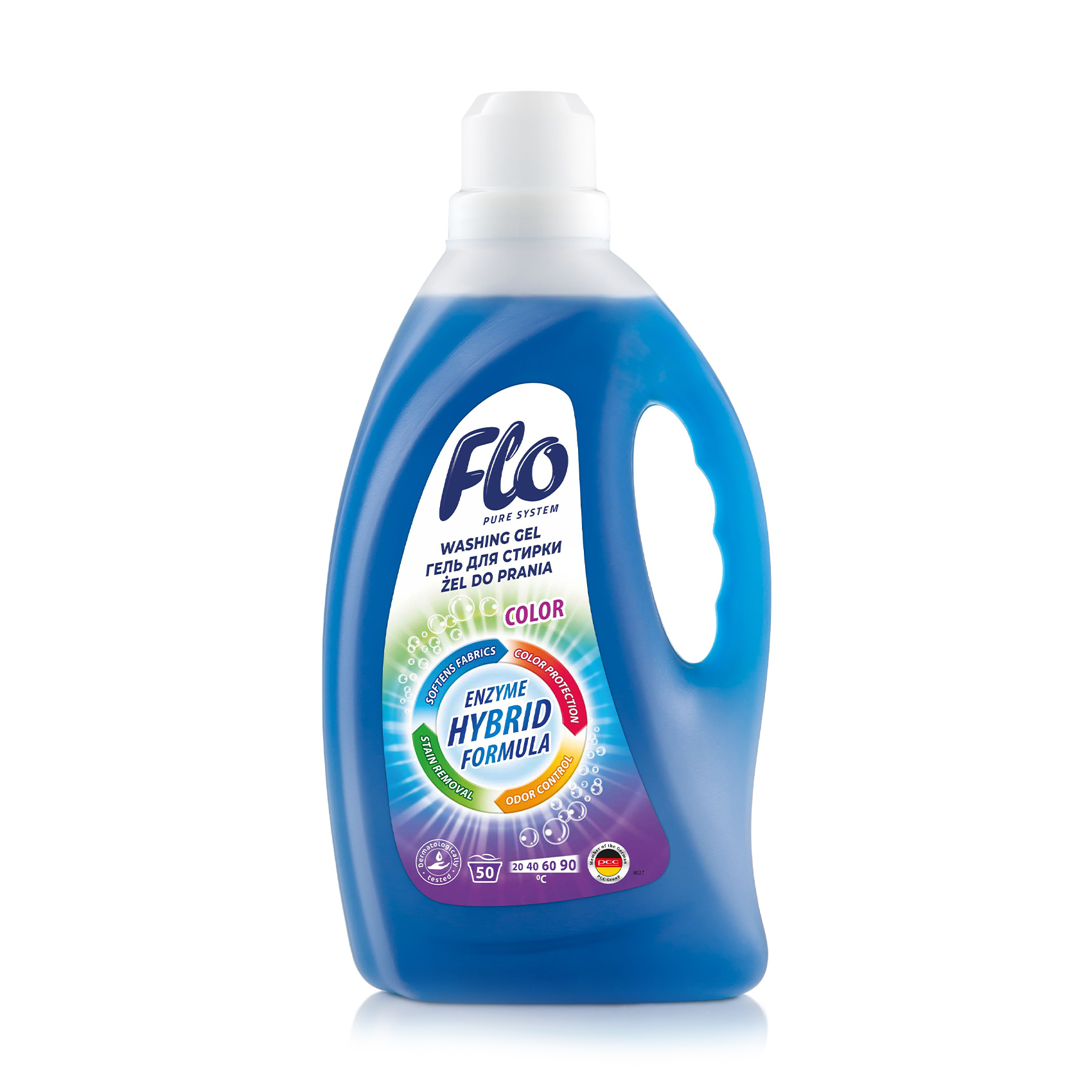 

Гель для прання Flo 4 в 1 Color для кольорових речей, 50 циклів прання, 2 л