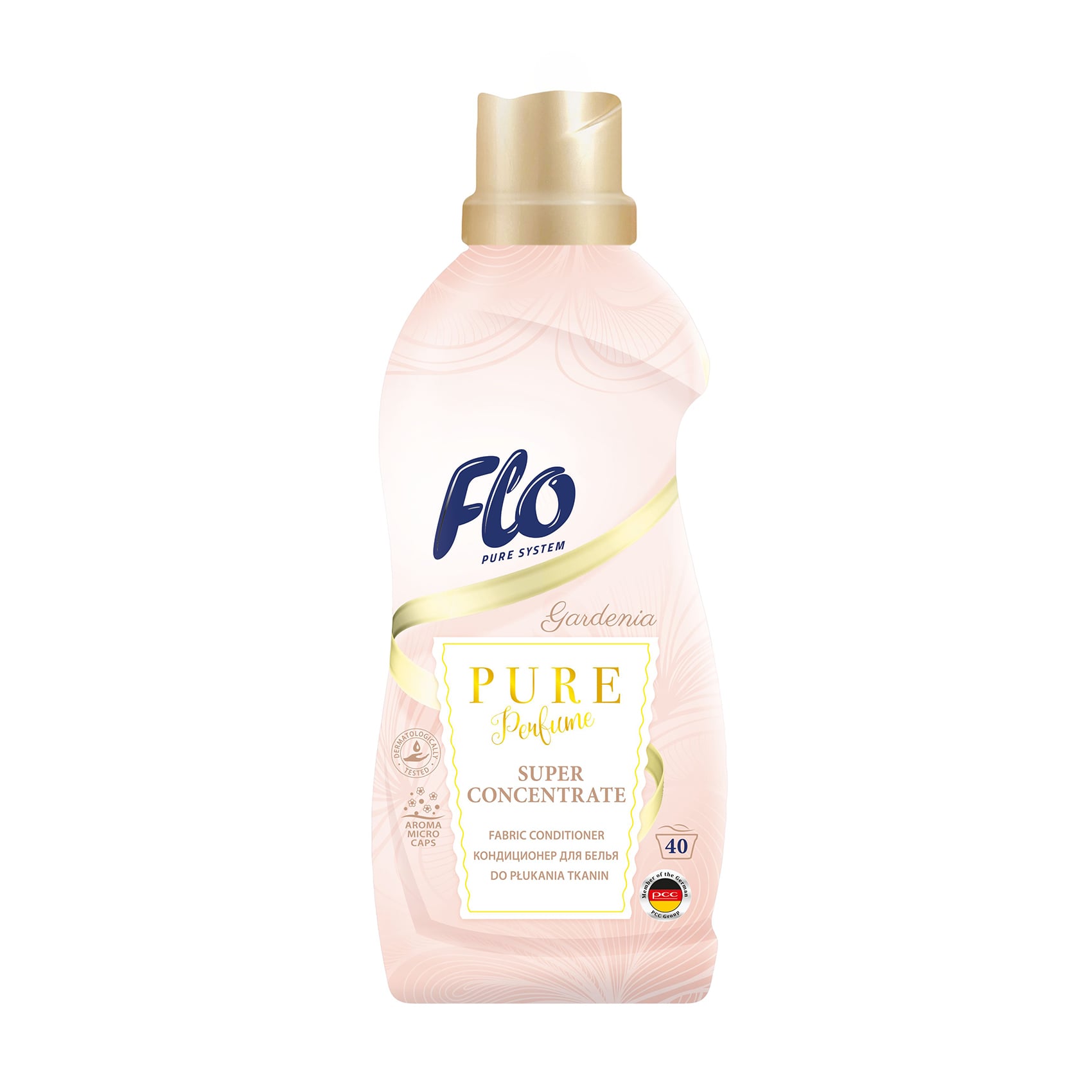 

Концентрований кондиціонер для білизни Flo Pure Perfume Gardenia, 40 циклів прання, 1 л