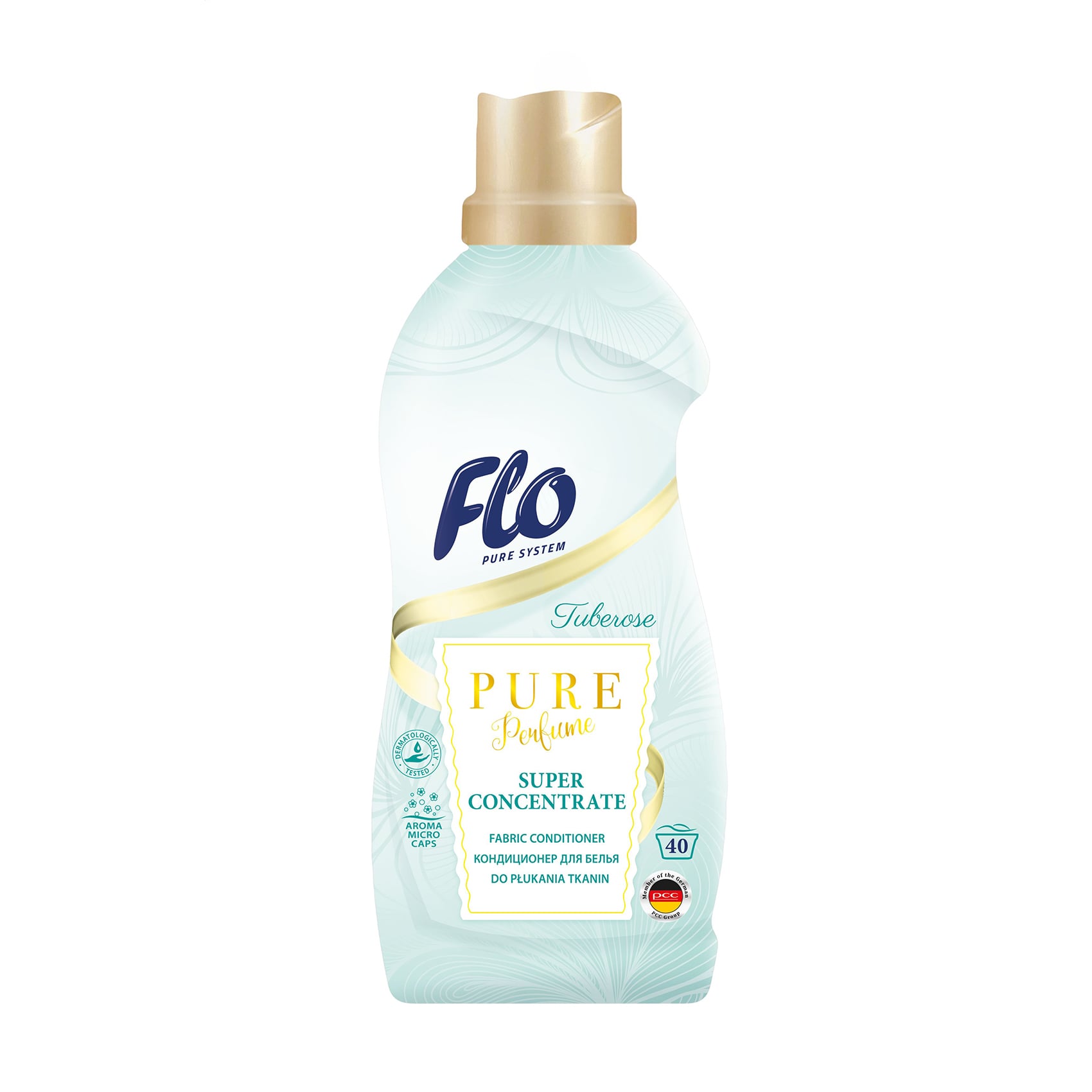 

Концентрований кондиціонер для білизни Flo Pure Perfume Tuberose, 40 циклів прання, 1 л