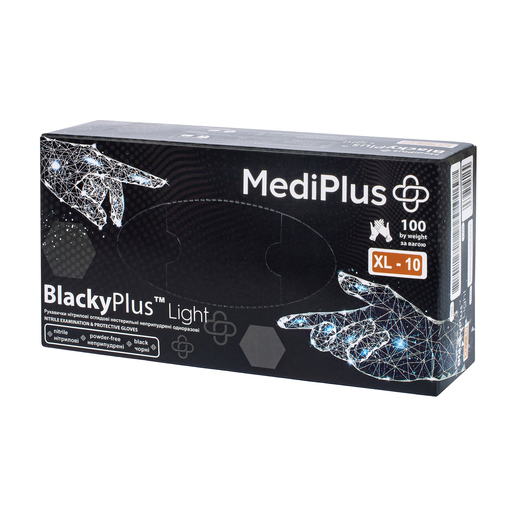 

Рукавички нітрилові MediPlus NitryPlus Light нестерильні, чорні, розмір XL, 100 шт