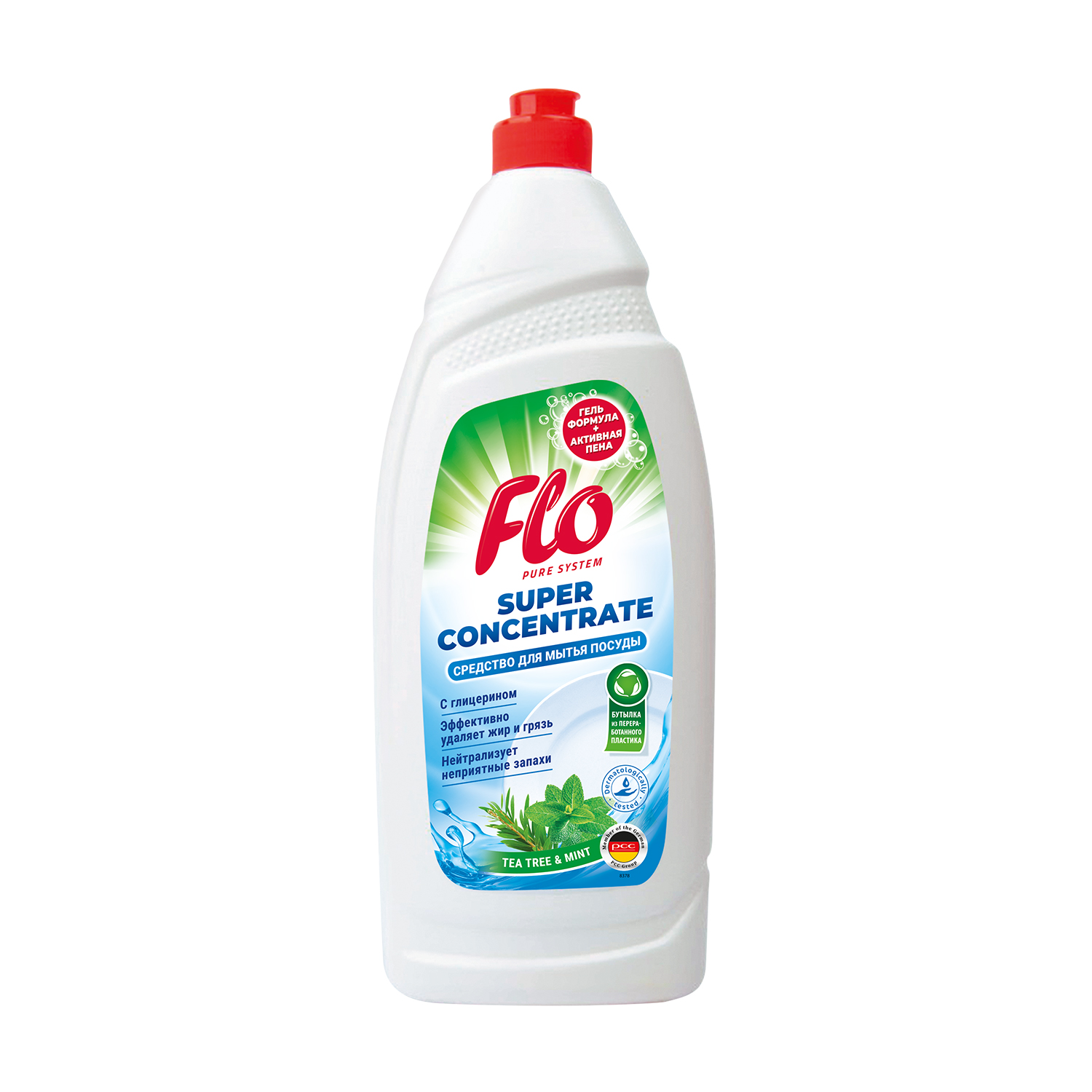 

Концентрований засіб для миття посуду Flo Tea Tree & Mint, 900 мл