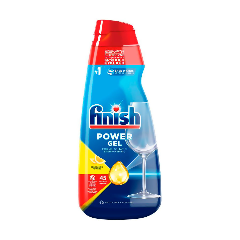 

Гель для миття посуду в посудомийній машині Finish Gel Лимон All in 1 Max Чистота до блиску, 900 мл
