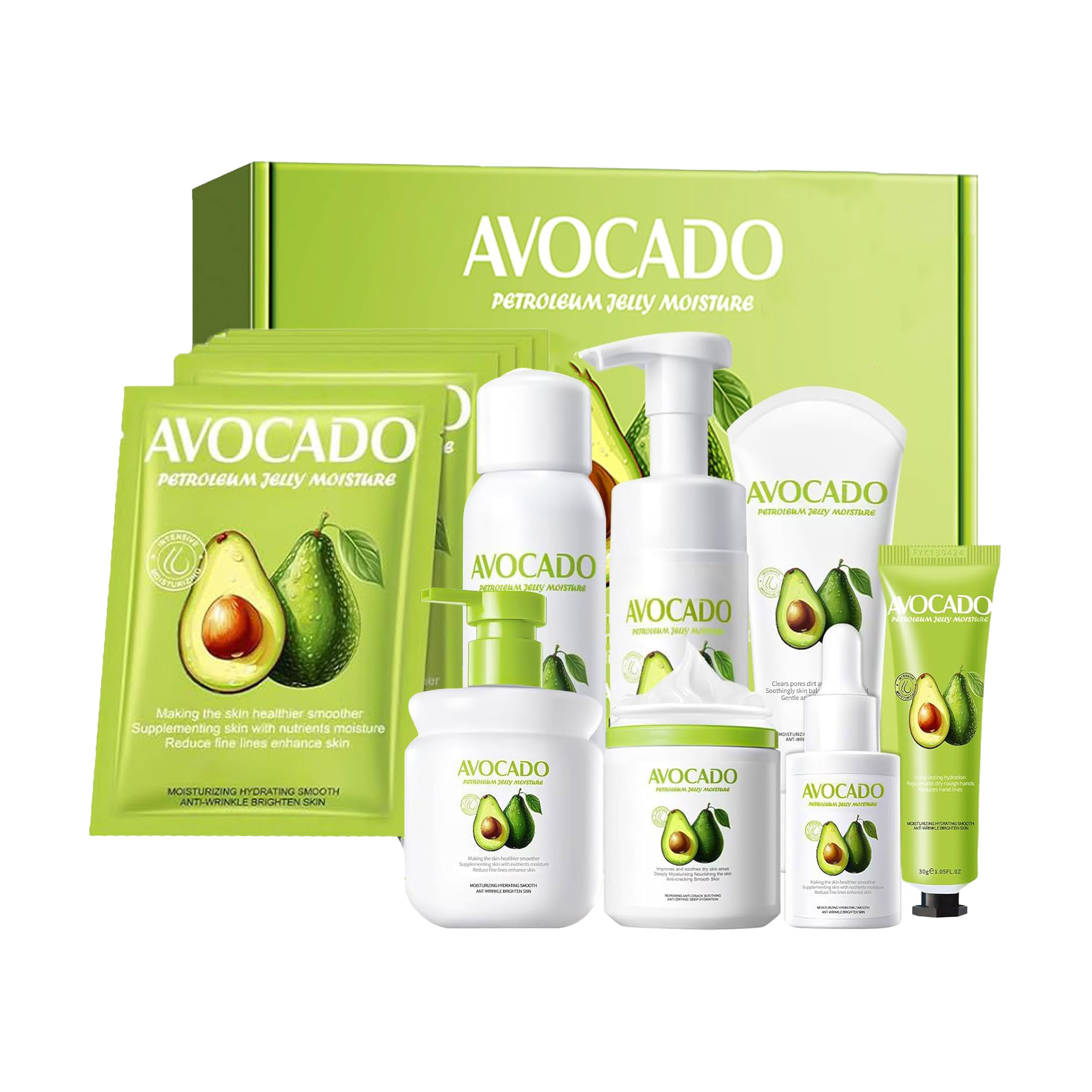 

Набір для обличчя Fayankou Avocado & Vaseline Moisturizing Set, 12 продуктів