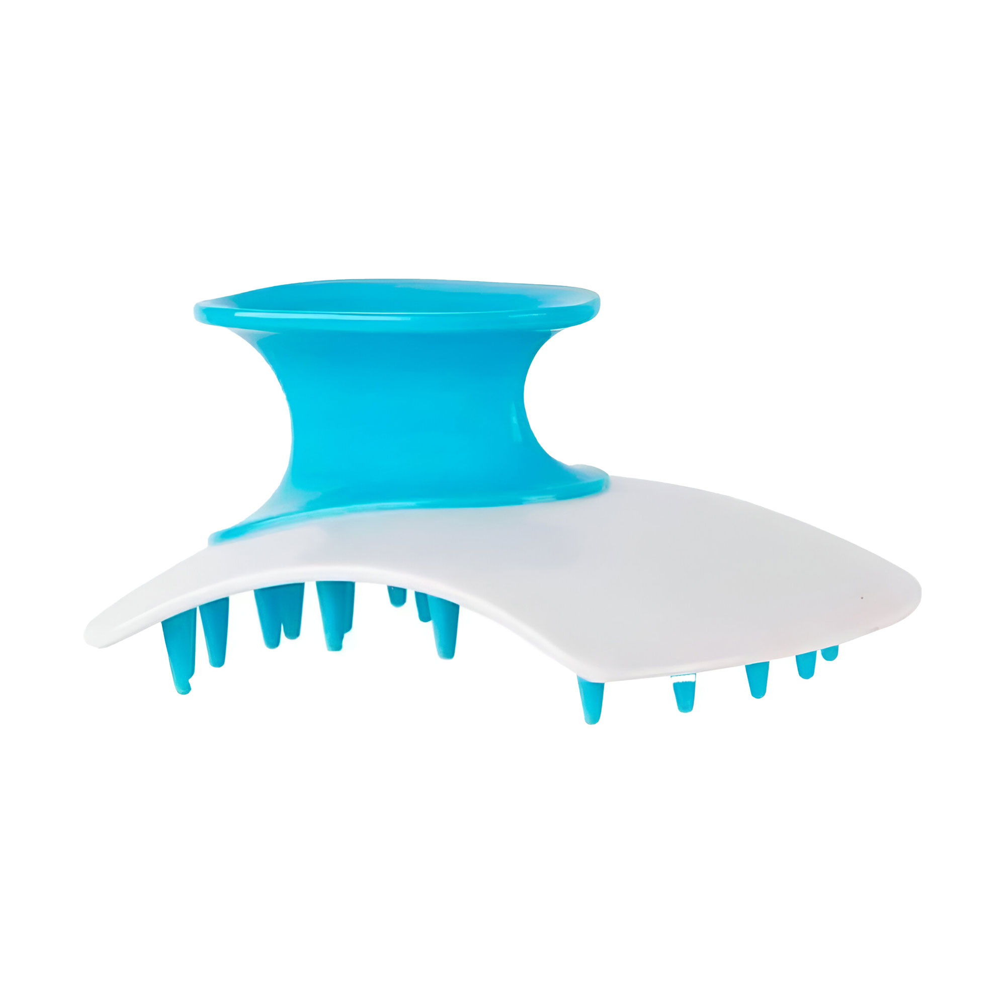 

Щітка-масажер для шкіри голови Cosmo Shop анатомічна з ручкою, біло-блакитна, 1 шт (CS0401A)