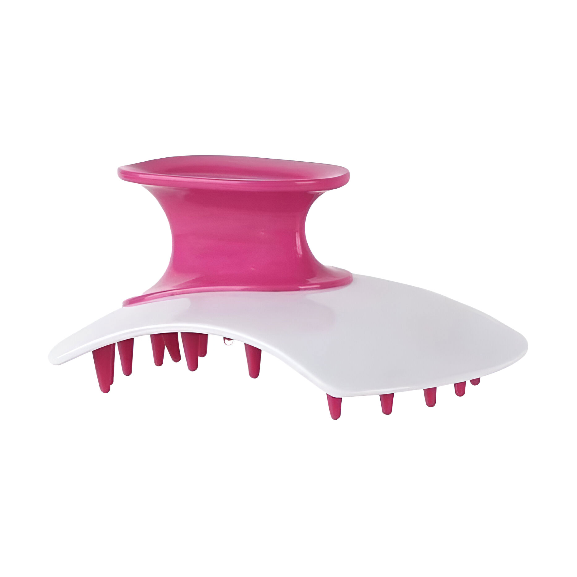 

Щітка-масажер для шкіри голови Cosmo Shop анатомічна з ручкою, біло-малинова, 1 шт (CS0401R)