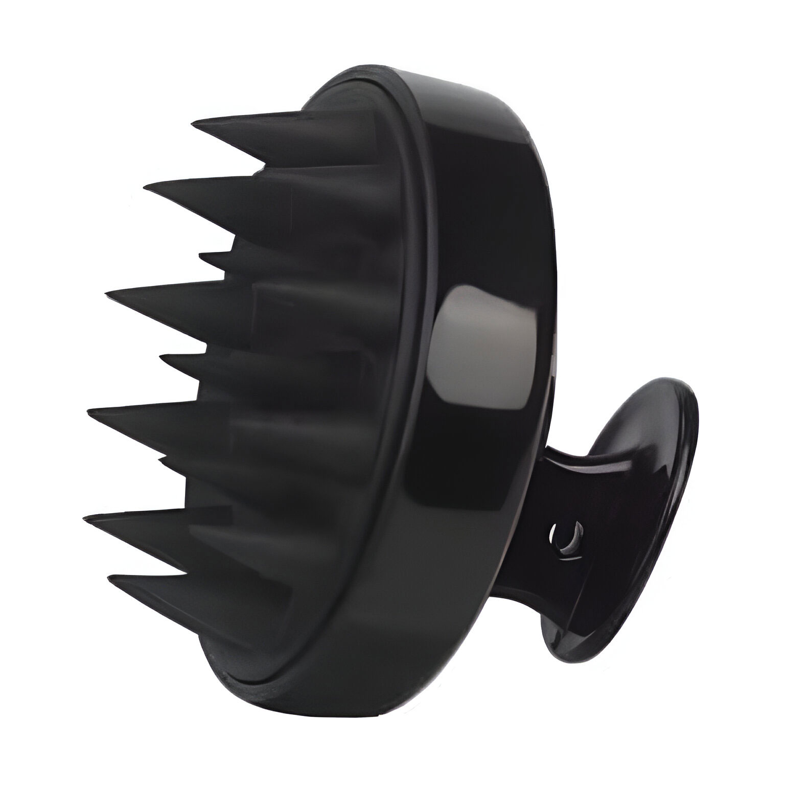 

Щітка-масажер для шкіри голови Cosmo Shop силіконова, кругла з ручкою, чорна, 1 шт (CS041BL)