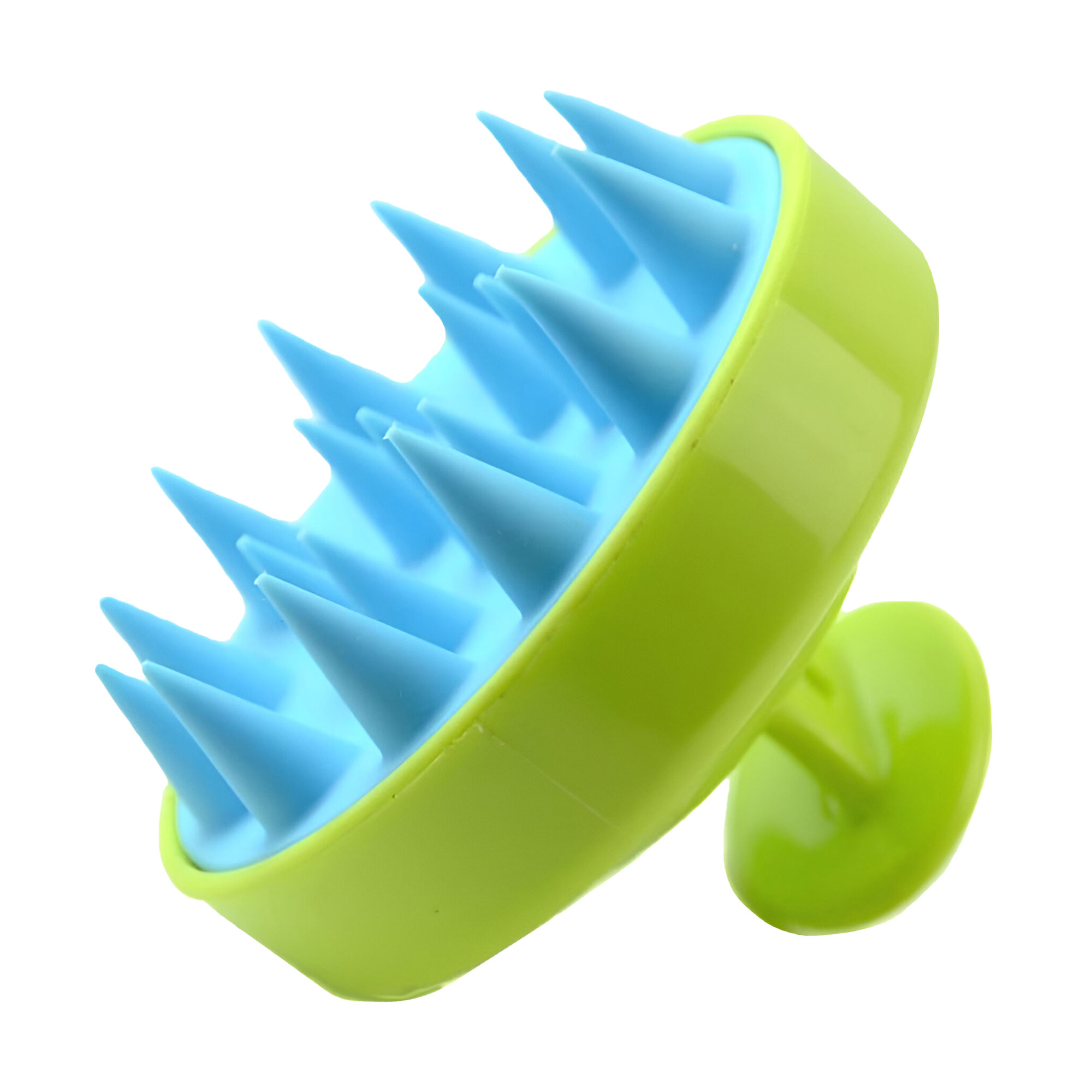 

Щітка-масажер для шкіри голови Cosmo Shop силіконова, кругла з ручкою, салатово-блакитна, 1 шт (CS041MY)