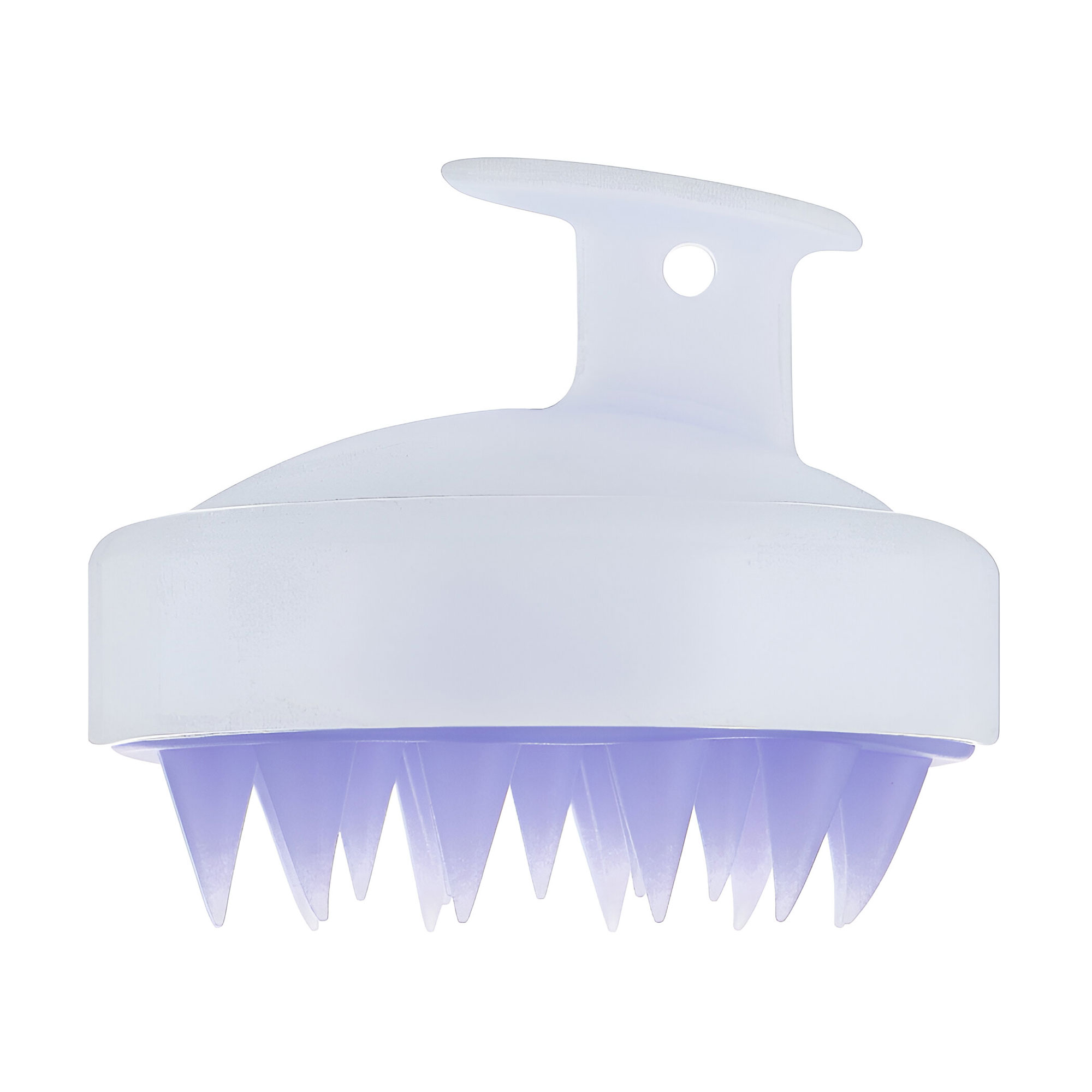 

Щітка-масажер для шкіри голови Cosmo Shop силіконова, кругла з ручкою, матова біло-бузкова, 1 шт (CS041WA)