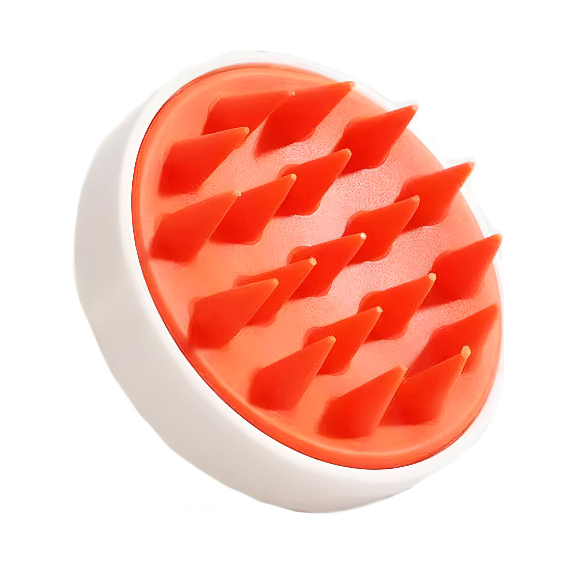 

Щітка-масажер для шкіри голови Cosmo Shop силіконова, кругла з ручкою, матова біло-помаранчева, 1 шт (CS041WO)