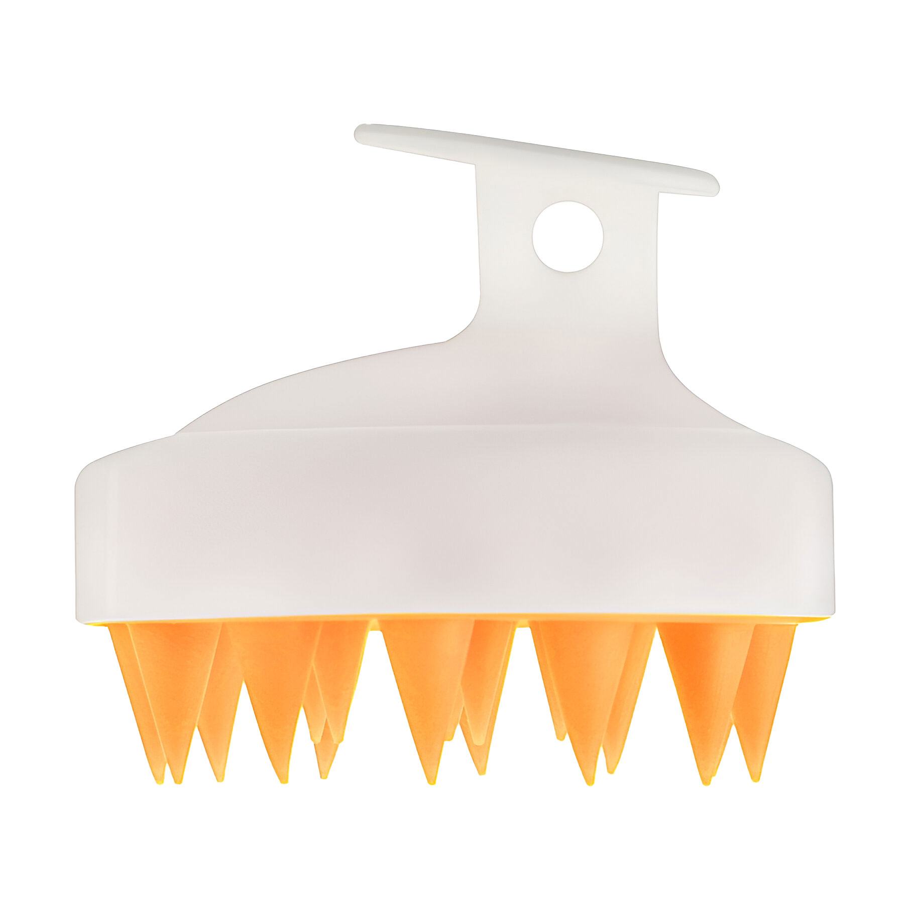 

Щітка-масажер для шкіри голови Cosmo Shop силіконова, кругла з ручкою, матова біло-жовта, 1 шт (CS041WY)