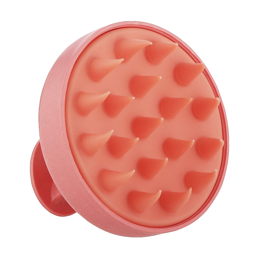 

Щітка-масажер для шкіри голови Cosmo Shop силіконова, кругла з ручкою, мармурова рожева, 1 шт (CS041RM)