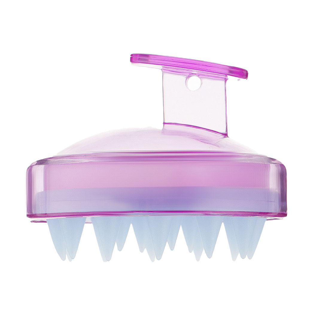 

Щітка-масажер для шкіри голови Cosmo Shop силіконова, кругла з ручкою, прозора фіолетово-блакитна, 1 шт (CS041V)